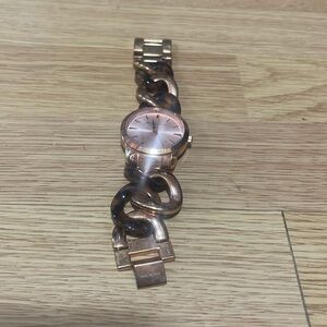 MICHAEL KORS LEOPARD PRINT BROWN AND ROSE GOLD BRACELET WATCH